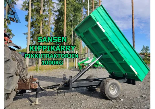 Sansen kippikärry pikkutraktoriin / 1-akselinen peltilaidoilla