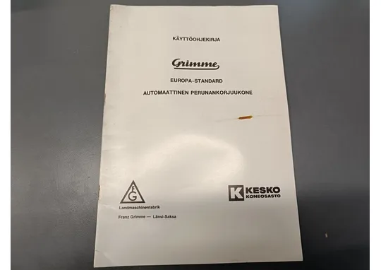 Grimme automaattinen perunankorjuukone / Käyttöohjekirja