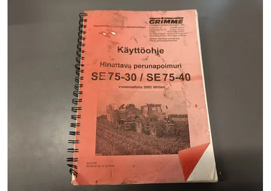 Grimme hinattava perunapoimuri 2002 lähtien / Käyttöohjekirja