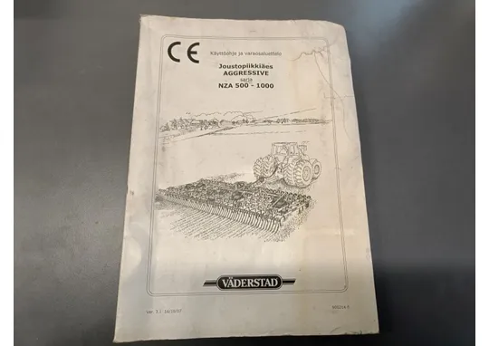 Väderstad joustopiikkiäes aggressive / NZA500-1000 Käyttöohje ja varaosaluettelo