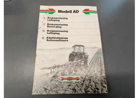 Kverneland automaattiaura Model AD / Käyttöohjekirja
