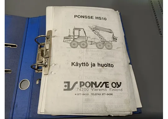 Ponsse HS10 harvesterin / Käyttö ja huolto (kansio)