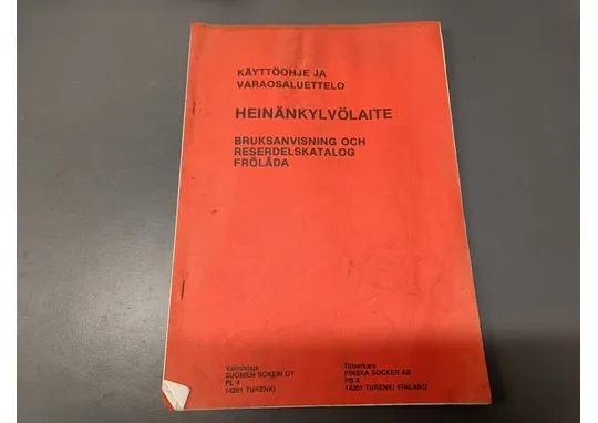 Tume heinäkylvölaite / Käyttöohje ja varaosaluettelo