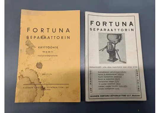 Fortuna separaattorin / Käyttöohje ja mainoslehtinen