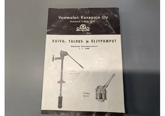 Kaivo, talous ja öljypumput 1968 / Ohjehinnat ja varaosat