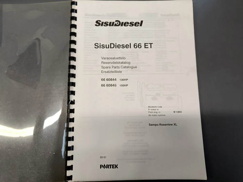 Sisudiesel 66 ET moottorin varaosaluettelo / Sampo Rosenlew XL puimuriin