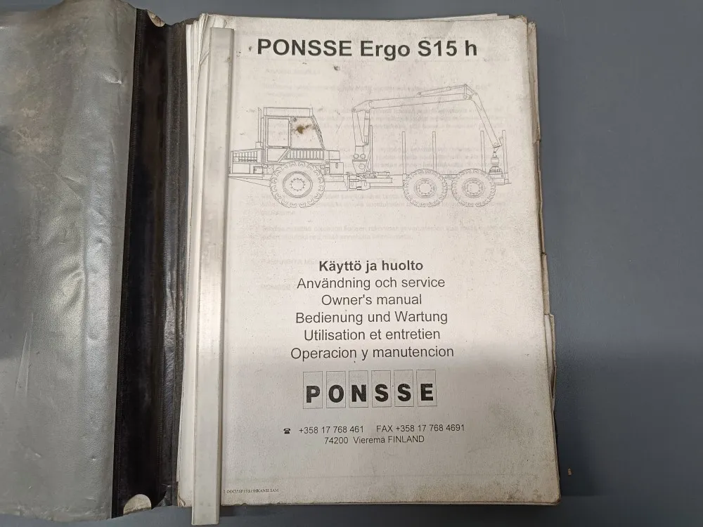 Ponsse Ergo S15h metsätraktorin / Käyttö- ja huolto -kirja