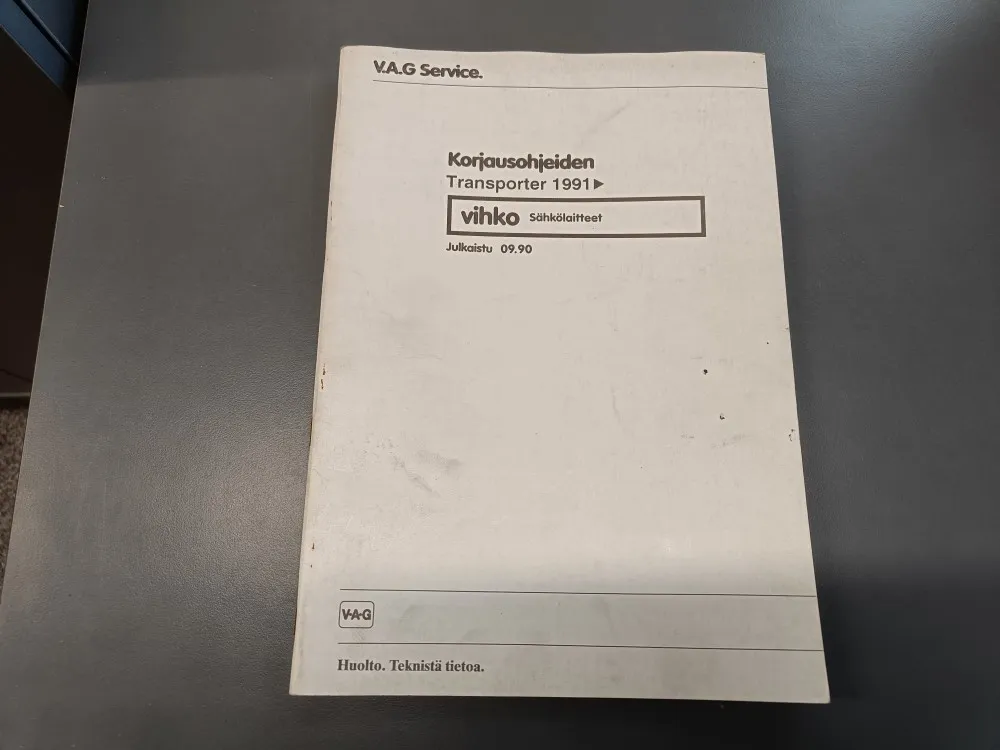 V.A.G Transporter 1991 / Korjausohjeiden vihko sähkölaitteet