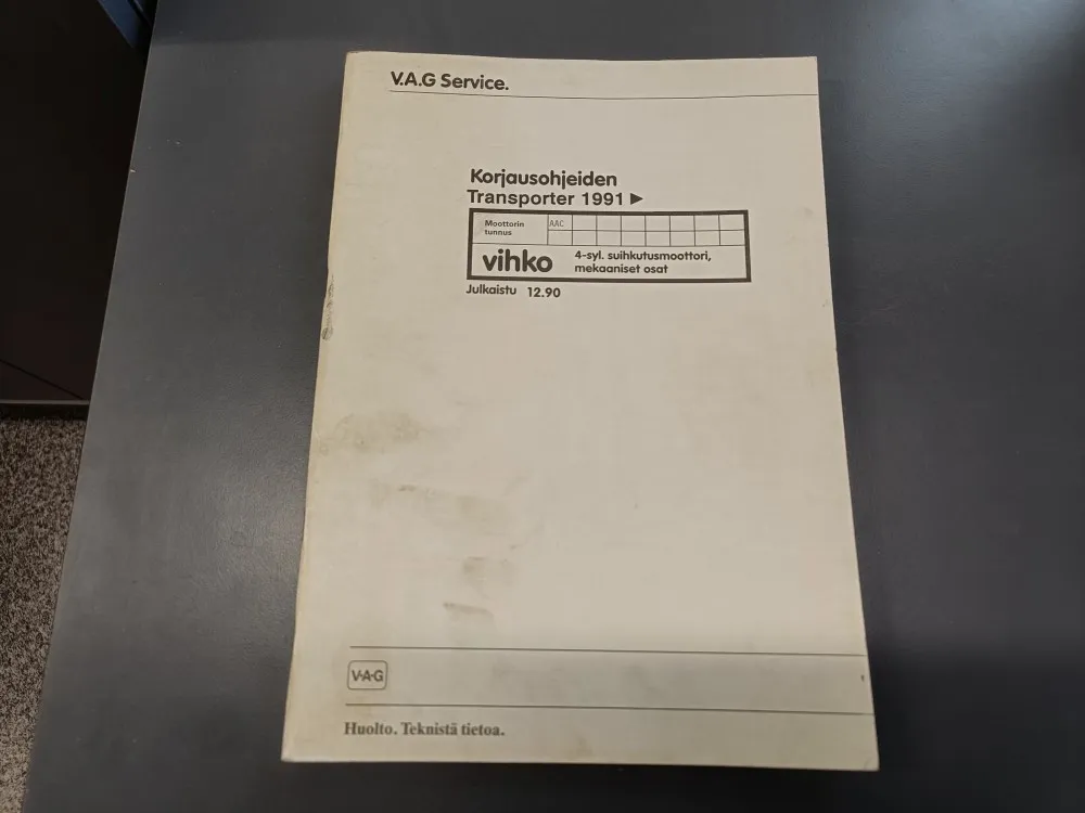 V.A.G Transporter / korjausohjeiden vihko suihkutusmoottori