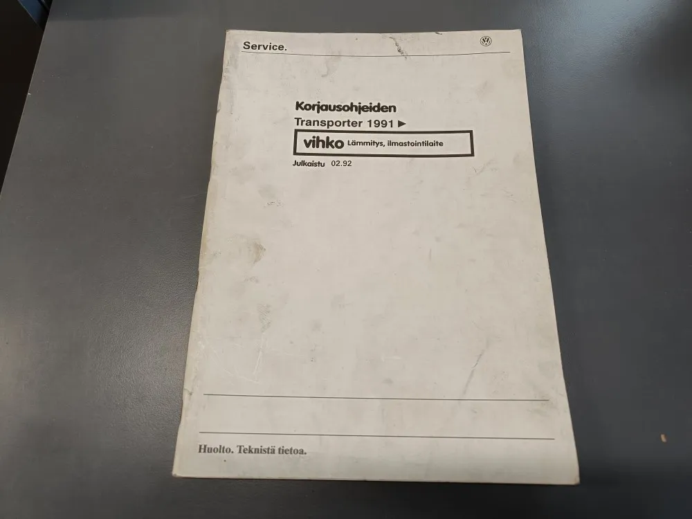 V.A.G  VW Transporter / Korjausohjeiden vihko lämmitys ja ilmastointi