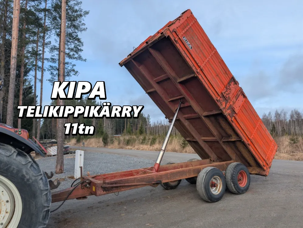Kipa telikippikärry 11 tn - peltipohja / Hydrauliset jarrut, alvillinen, katso video!